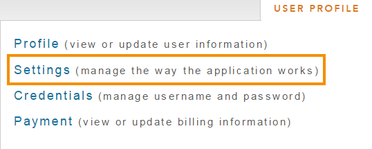 User Profile Settings